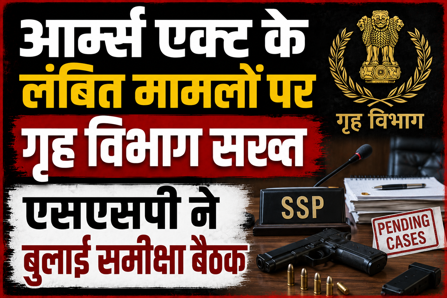आर्म्स एक्ट के लंबित मामलों पर गृह विभाग सख्त, एसएसपी ने बुलाई समीक्षा बैठक