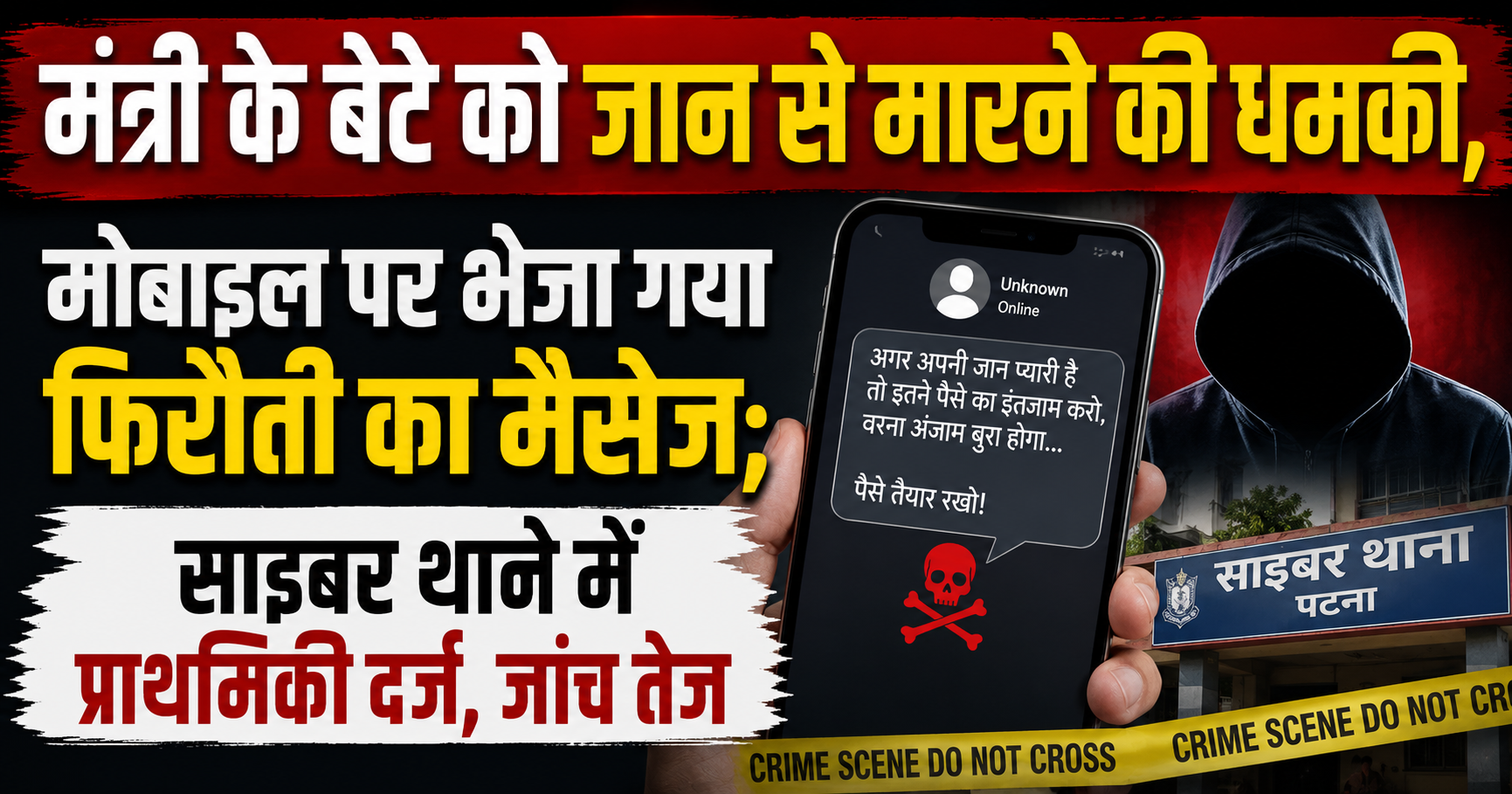 मंत्री के बेटे को जान से मारने की धमकी, मोबाइल पर भेजा गया फिरौती का मैसेज; साइबर थाने में प्राथमिकी दर्ज, जांच तेज
