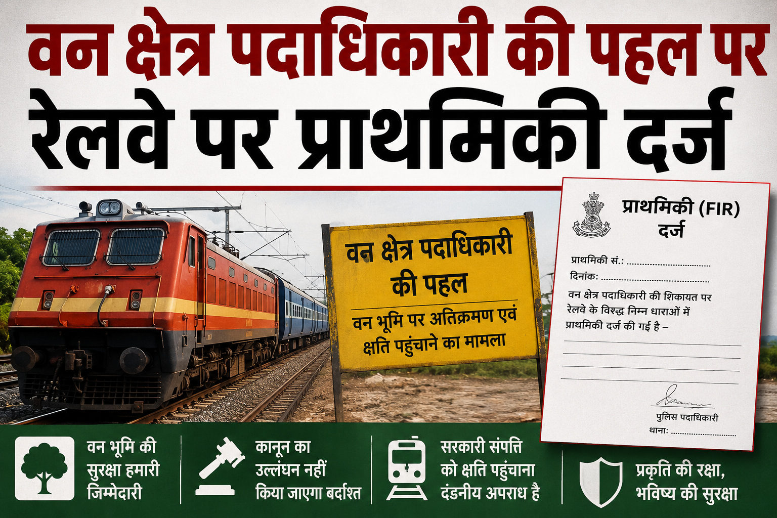 वन क्षेत्र पदाधिकारी की पहल पर रेलवे पर प्राथमिकी दर्ज