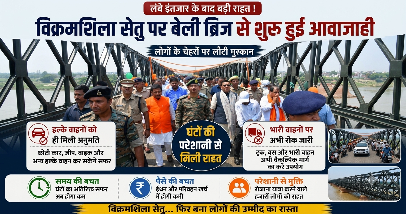विक्रमशिला सेतु पर रिकॉर्ड समय में बने चार बेली ब्रिज जनता को समर्पित