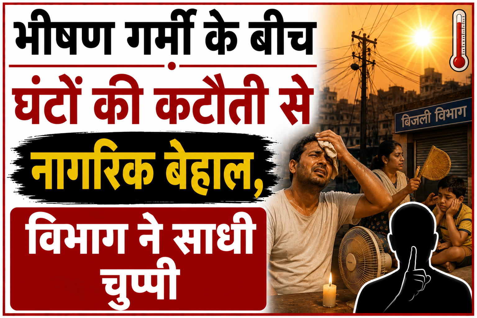 भीषण गर्मी के बीच घंटों की कटौती से नागरिक बेहाल, विभाग ने साधी चुप्पी