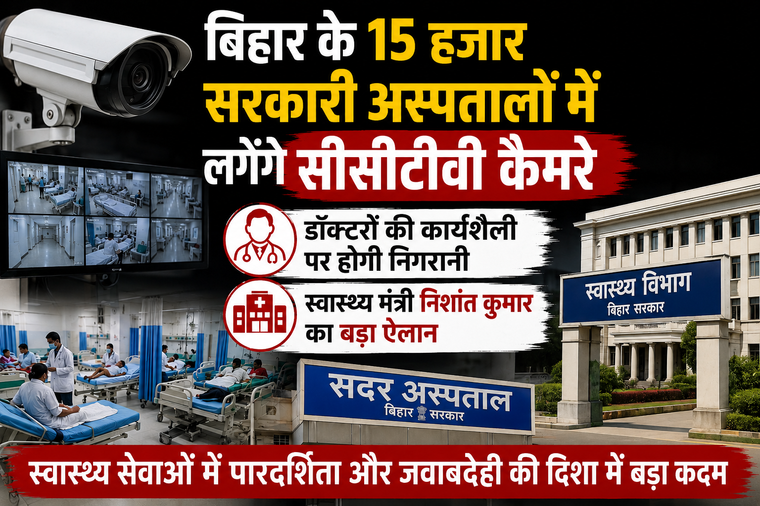 बिहार के 15 हजार सरकारी अस्पतालों में लगेंगे सीसीटीवी कैमरे, डॉक्टरों की कार्यशैली पर होगी निगरानी; स्वास्थ्य मंत्री निशांत कुमार का बड़ा ऐलान
