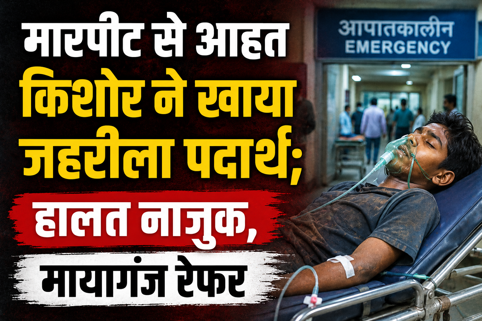 मारपीट से आहत किशोर ने खाया जहरीला पदार्थ; हालत नाजुक, मायागंज रेफर