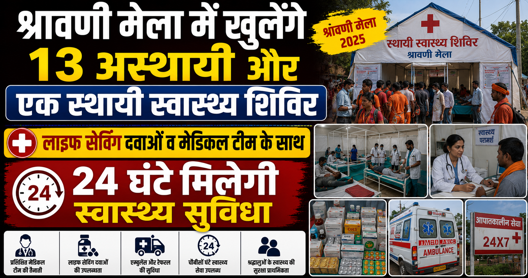 श्रावणी मेला में खुलेंगे 13 अस्थायी और एक स्थायी स्वास्थ्य शिविर, लाइफ सेविंग दवाओं व मेडिकल टीम के साथ 24 घंटे मिलेगी स्वास्थ्य सुविधा