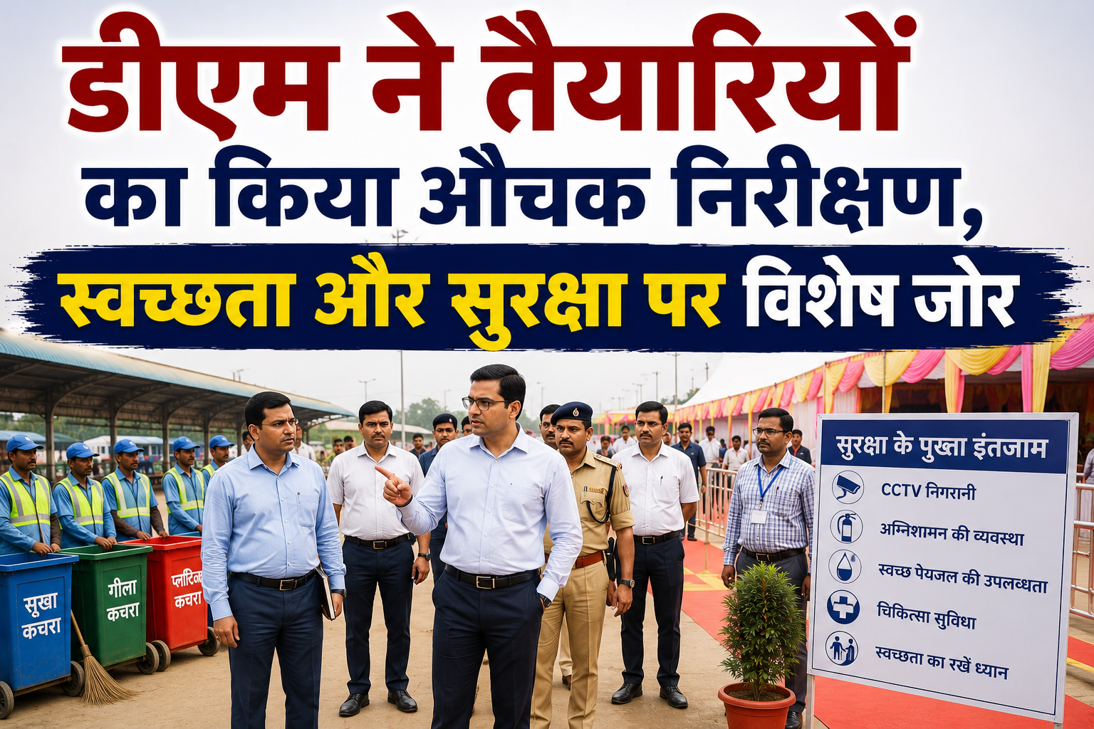 डीएम ने तैयारियों का किया औचक निरीक्षण, स्वच्छता और सुरक्षा पर विशेष जोर