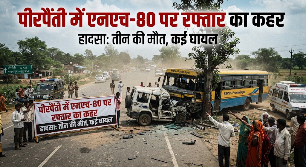 पीरपैंती में एनएच-80 पर रफ्तार का कहर; सड़क पार कर रहे बुजुर्ग को बचाने के चक्कर में अनियंत्रित होकर पलटी बाइक, दो युवक गंभीर रूप से घायल