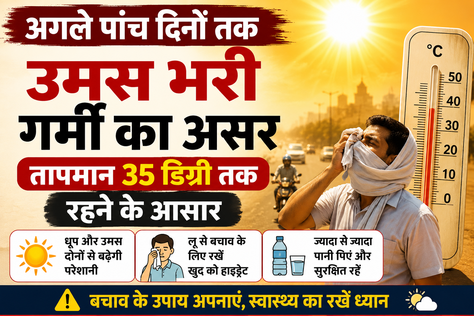 अगले पांच दिनों तक उमस भरी गर्मी का असर, तापमान 35 डिग्री तक रहने के आसार