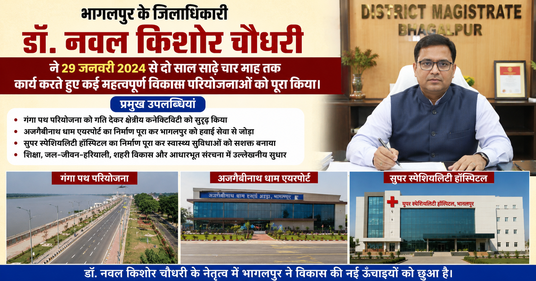 DM Dr. Naval Kishor Choudhary Completes 2.5 Years in Office; Ganga Path, Ajgaibinath Airport, and Super Speciality Block Reshape the Silk City