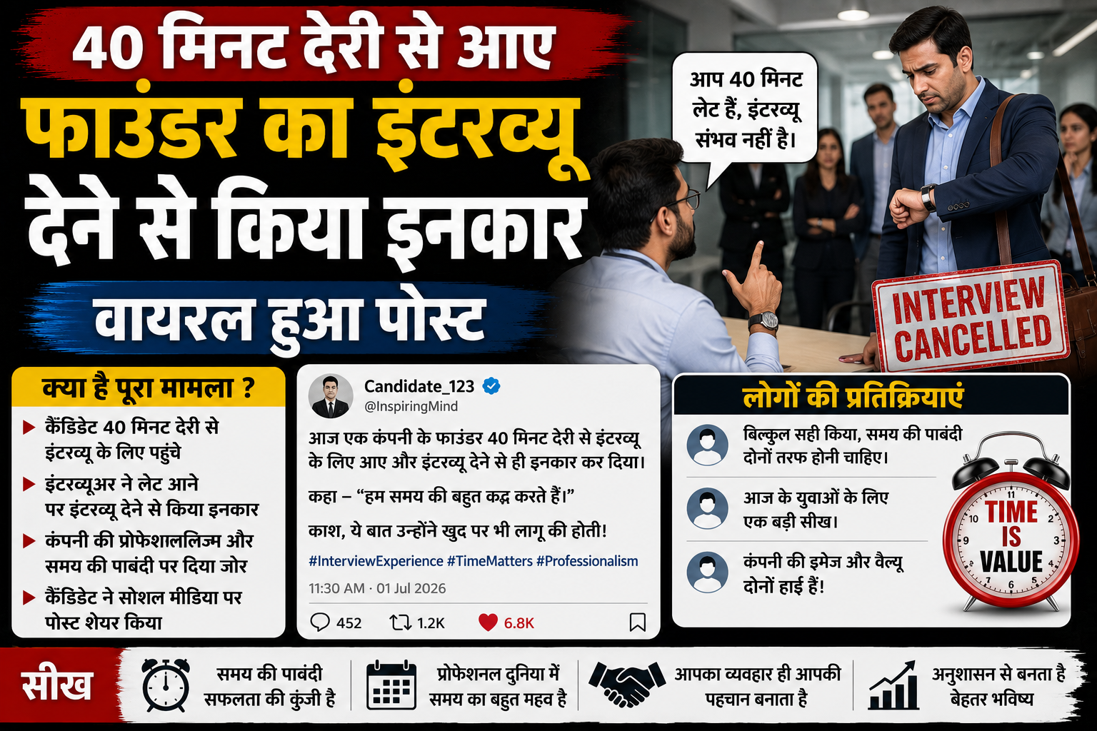 40 मिनट देरी से आए फाउंडर का इंटरव्यू देने से किया इनकार, वायरल हुआ पोस्ट