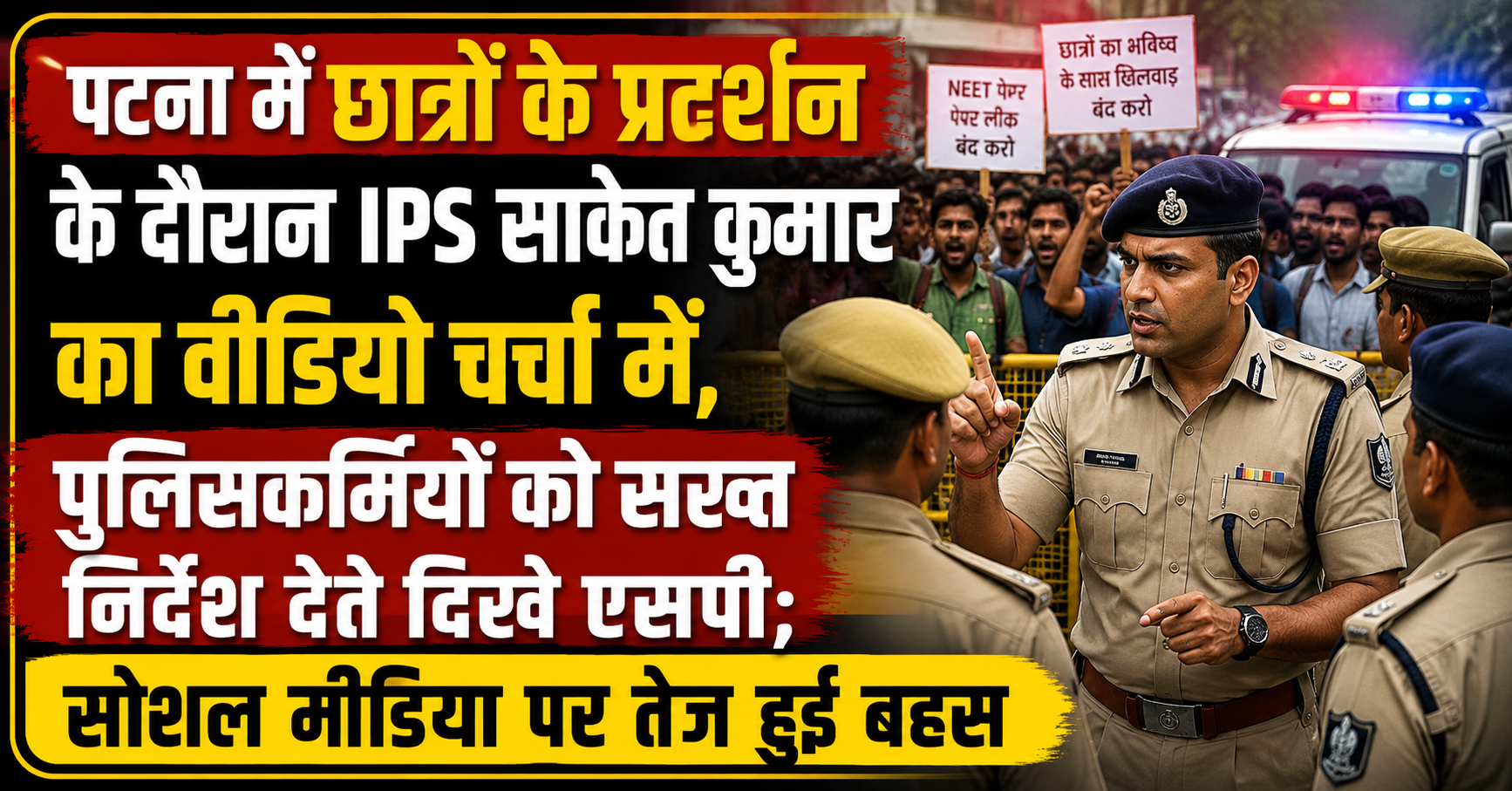 पटना में छात्रों के प्रदर्शन के दौरान IPS साकेत कुमार का वीडियो चर्चा में, पुलिसकर्मियों को सख्त निर्देश देते दिखे एसपी; सोशल मीडिया पर तेज हुई बहस