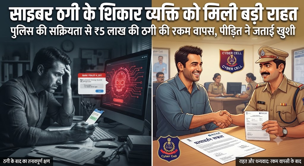 साइबर ठगी के शिकार व्यक्ति को मिली बड़ी राहत; भागलपुर साइबर थाना पुलिस ने त्वरित कार्रवाई कर वापस कराए 50,000 रुपये, वैशाली के पीड़ित के चेहरे पर लौटी मुस्कान