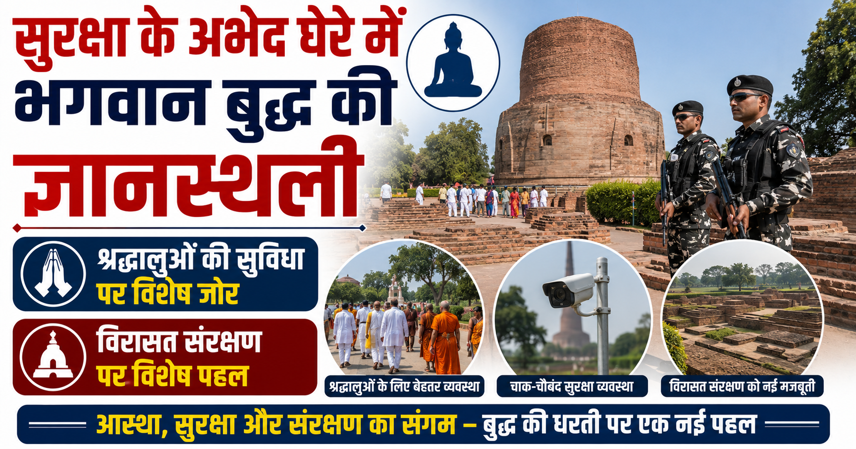 सुरक्षा के अभेद घेरे में भगवान बुद्ध की ज्ञानस्थली, श्रद्धालुओं की सुविधा और विरासत संरक्षण पर विशेष जोर