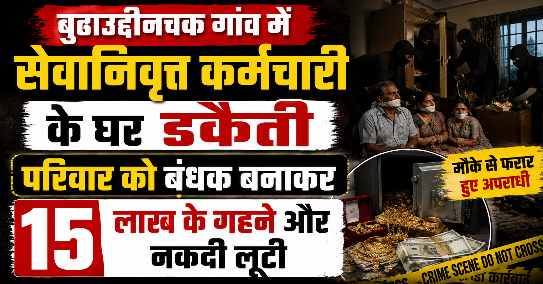 बुढाउद्दीनचक गांव में सेवानिवृत्त कर्मचारी के घर डकैती, परिवार को बंधक बनाकर 15 लाख के गहने और नकदी लूटी