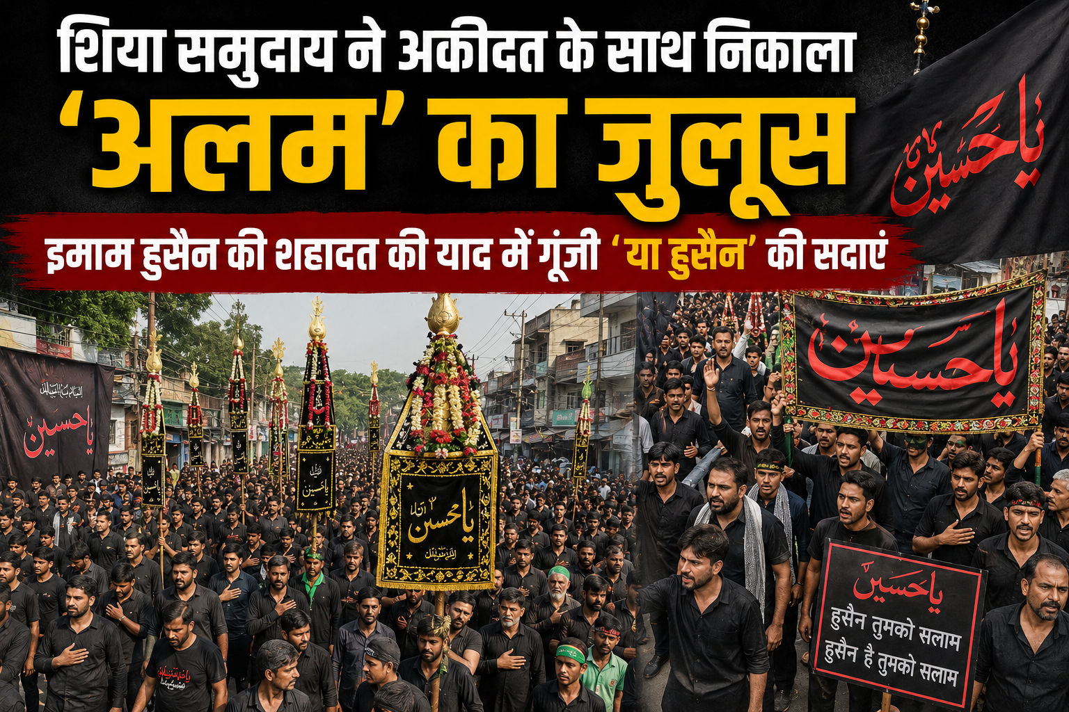 शिया समुदाय ने अकीदत के साथ निकाला 'अलम' का जुलूस; इमाम हुसैन की शहादत की याद में गूंजी 'या हुसैन' की सदाएं