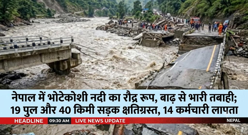 नेपाल में भोटेकोशी नदी का रौद्र रूप, बाढ़ से भारी तबाही; 19 पुल और 40 किमी सड़क क्षतिग्रस्त, 14 कर्मचारी लापता