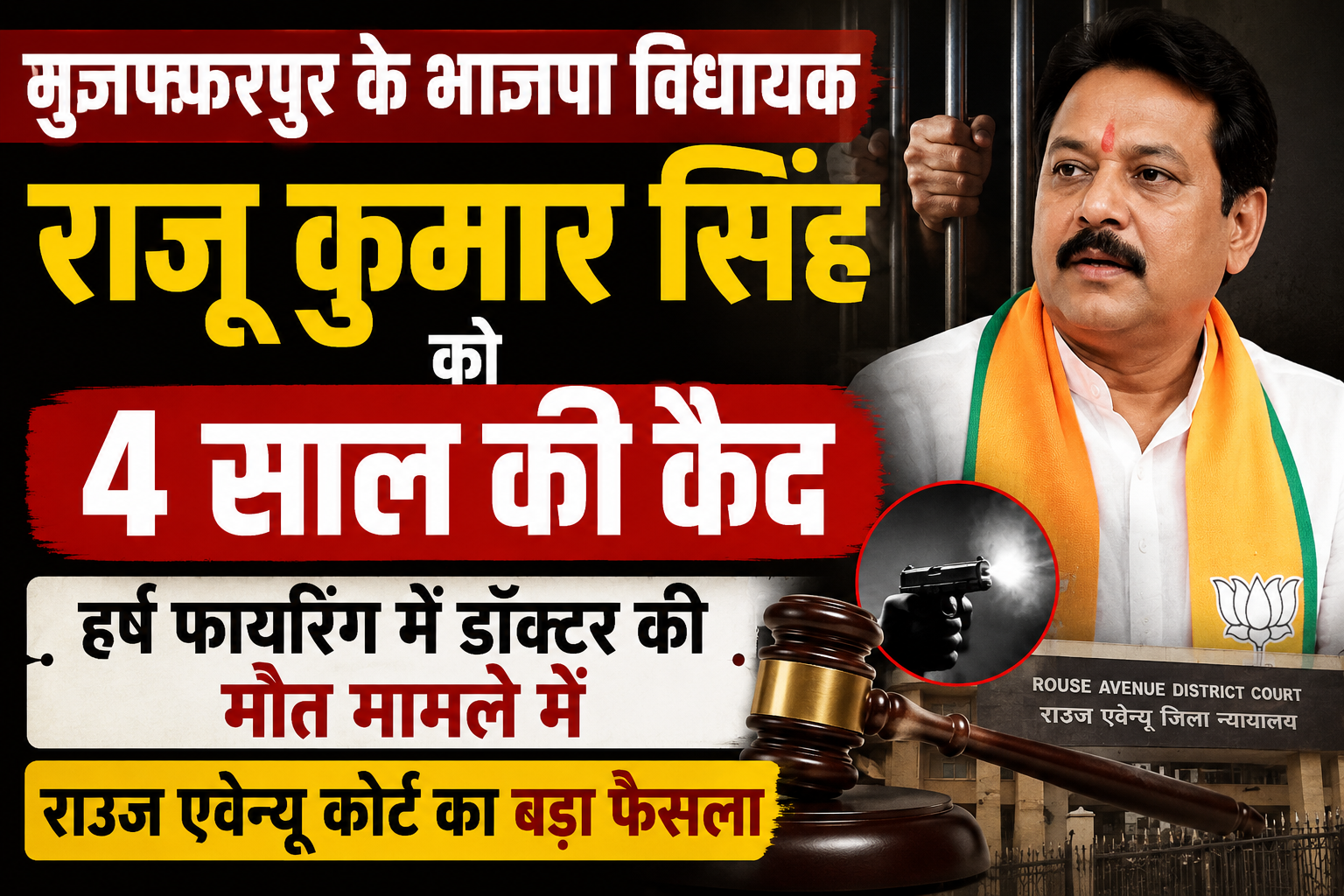 मुजफ्फरपुर के भाजपा विधायक राजू कुमार सिंह को 4 साल की कैद: हर्ष फायरिंग में डॉक्टर की मौत मामले में राउज एवेन्यू कोर्ट का बड़ा फैसला