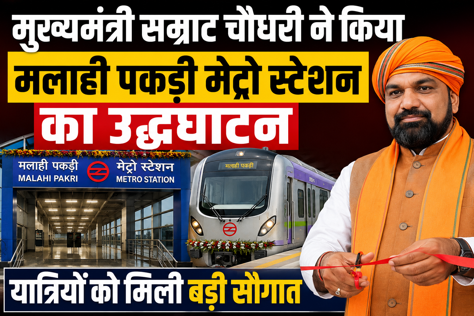 मुख्यमंत्री सम्राट चौधरी ने किया मलाही पकड़ी मेट्रो स्टेशन का उद्घाटन, यात्रियों को मिली बड़ी सौगात