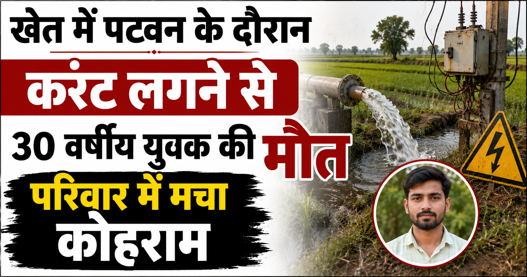 खेत में पटवन के दौरान करंट लगने से 30 वर्षीय युवक की मौत, परिवार में मचा कोहराम