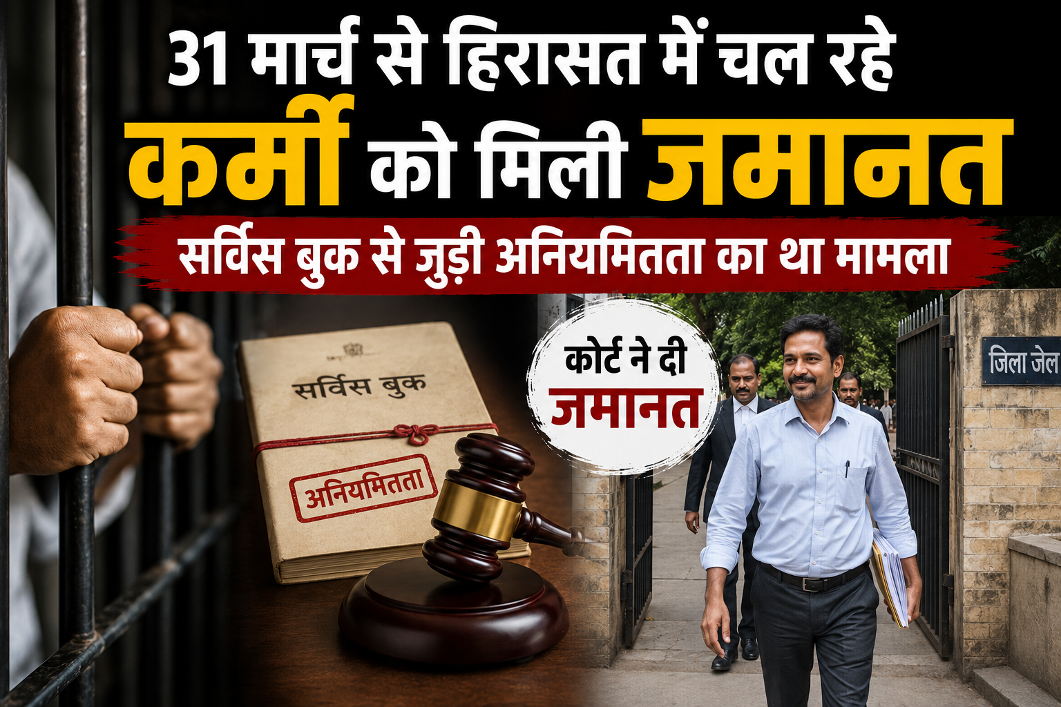 31 मार्च से हिरासत में चल रहे कर्मी को मिली जमानत, सर्विस बुक से जुड़ी अनियमितता का था मामला