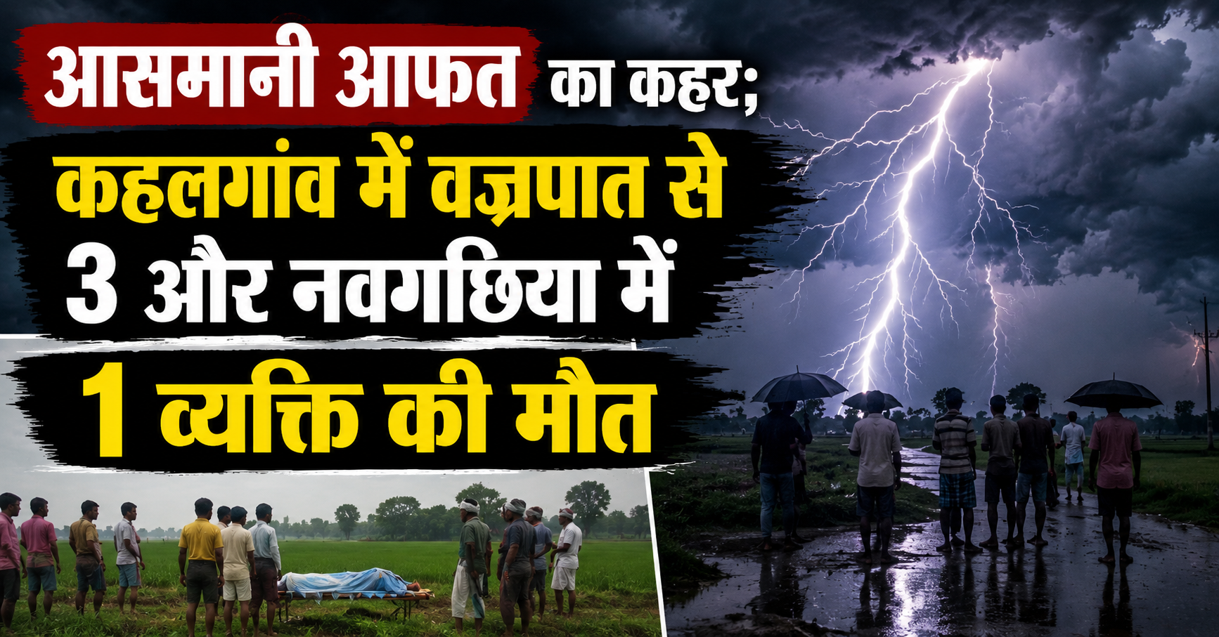 आसमानी आफत का कहर; कहलगांव में वज्रपात से 3 और नवगछिया में 1 व्यक्ति की मौत