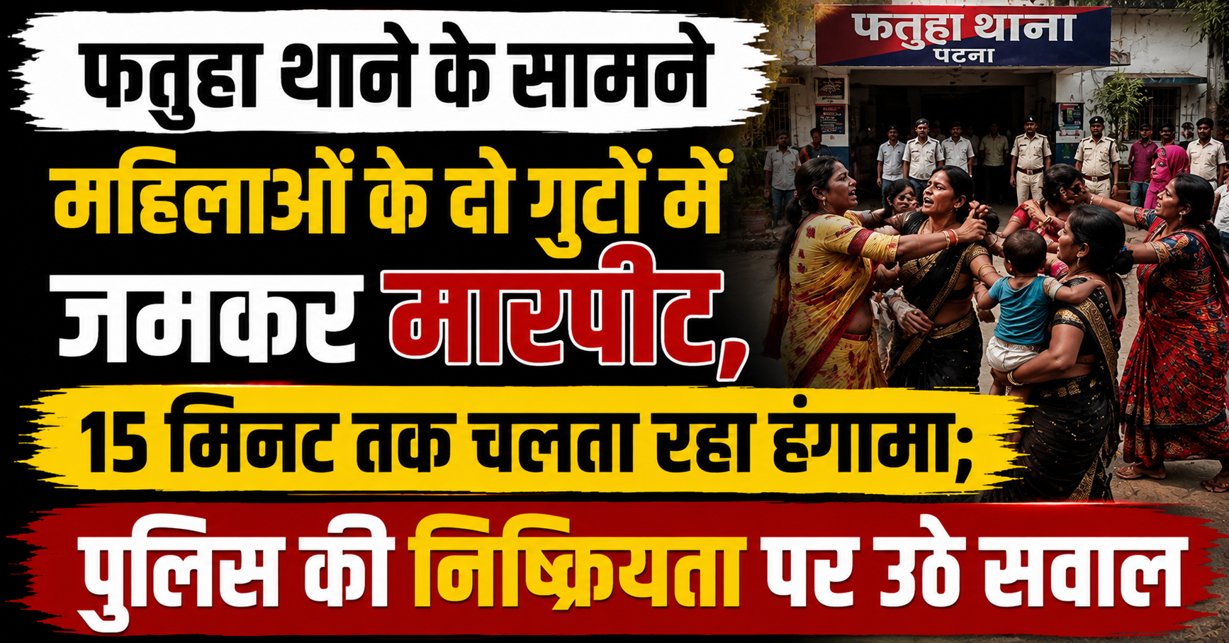 फतुहा थाने के सामने महिलाओं के दो गुटों में जमकर मारपीट, 15 मिनट तक चलता रहा हंगामा; पुलिस की निष्क्रियता पर उठे सवाल