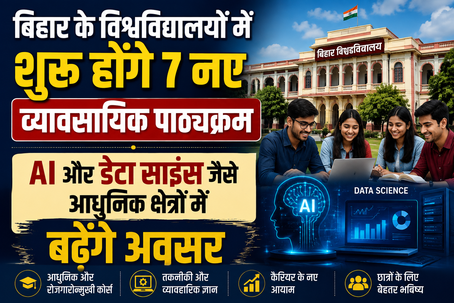 Bihar Universities to Introduce 7 New Professional Courses; Opportunities to Grow in AI, Data Science and Management Fields