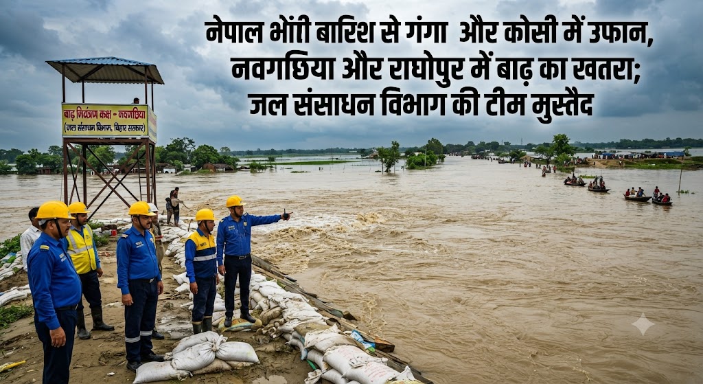 नेपाल के जलग्रहण क्षेत्रों में भारी बारिश से गंगा और कोसी नदी के जलस्तर में उफान, नवगछिया और राघोपुर में बढ़ी चिंता; जल संसाधन विभाग की टीम मुस्तैद