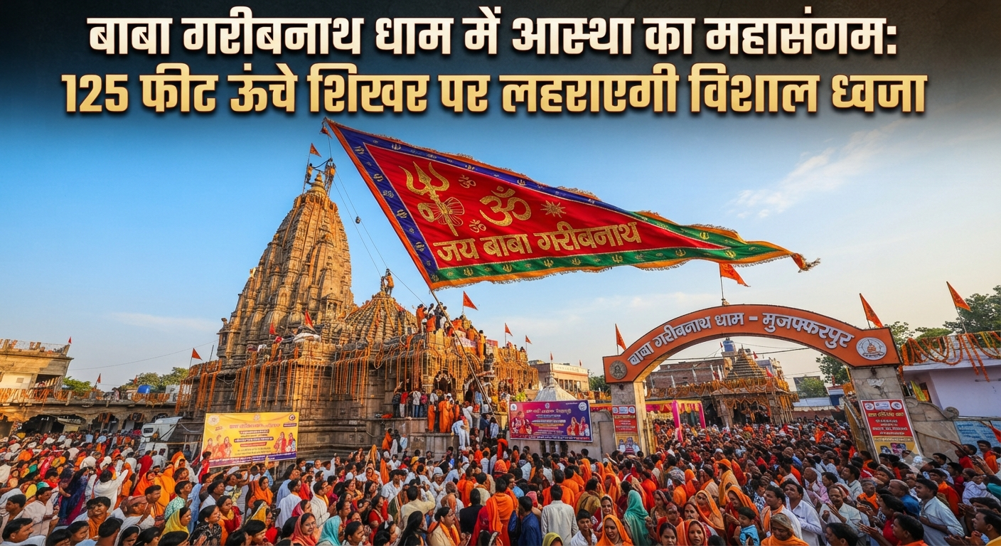 बाबा गरीबनाथ धाम में आस्था का महासंगम: 125 फीट ऊंचे शिखर पर लहराएगी विशाल ध्वजा