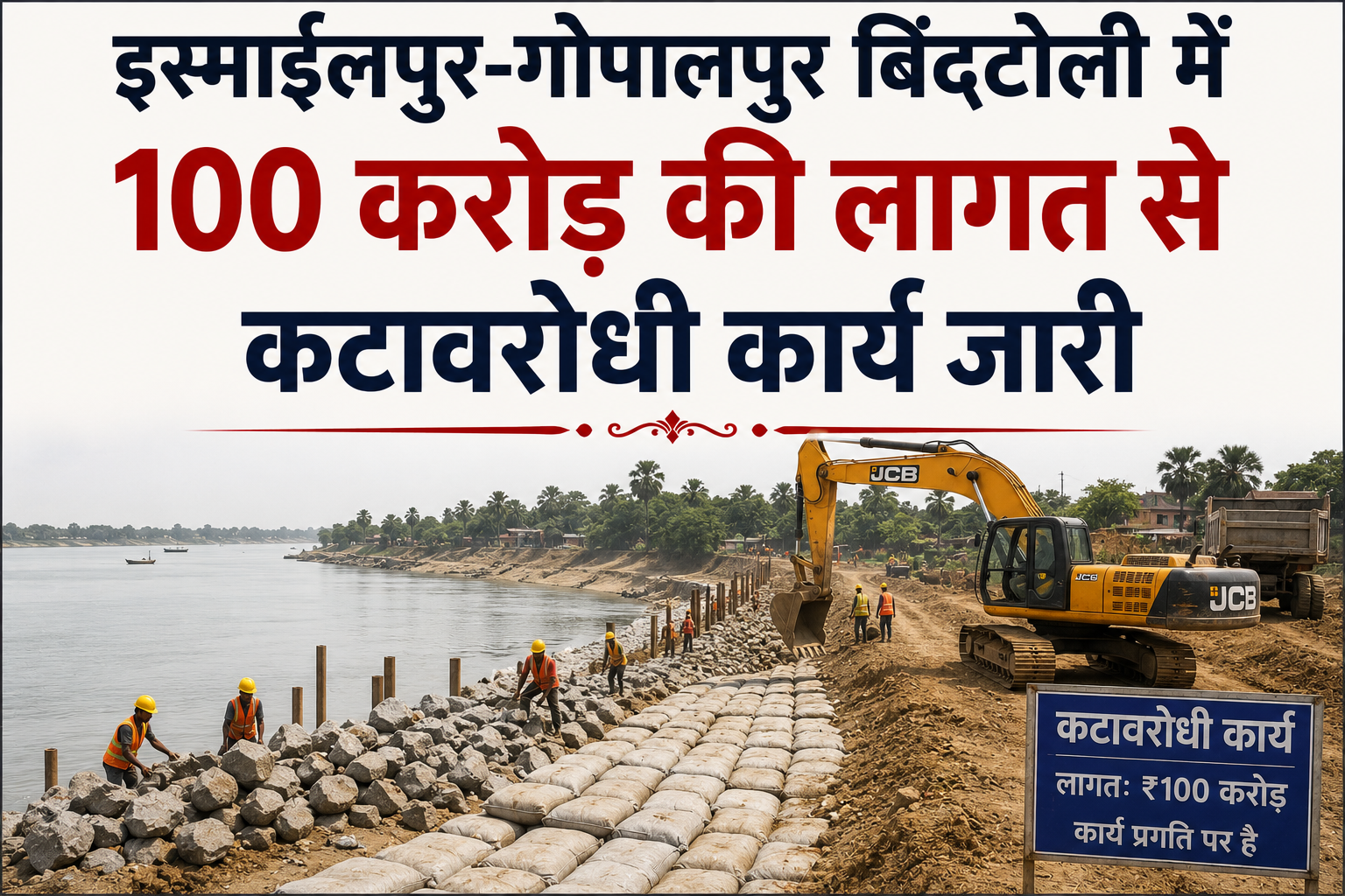 इस्माईलपुर-गोपालपुर बिंदटोली में 100 करोड़ की लागत से कटावरोधी कार्य जारी