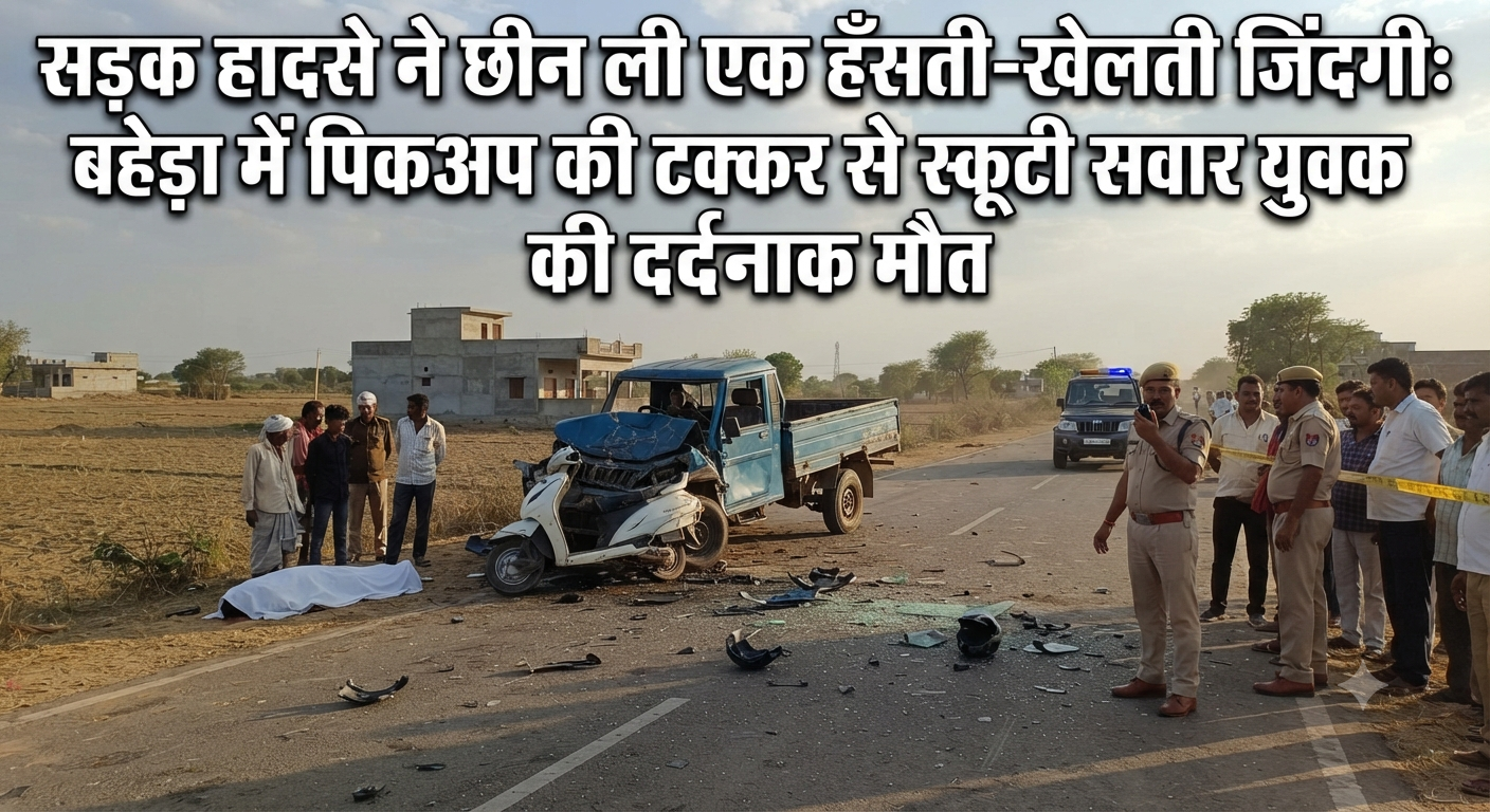 सड़क हादसे ने छीन ली एक हँसती-खेलती जिंदगी: बहेड़ा में पिकअप की टक्कर से स्कूटी सवार युवक की दर्दनाक मौत