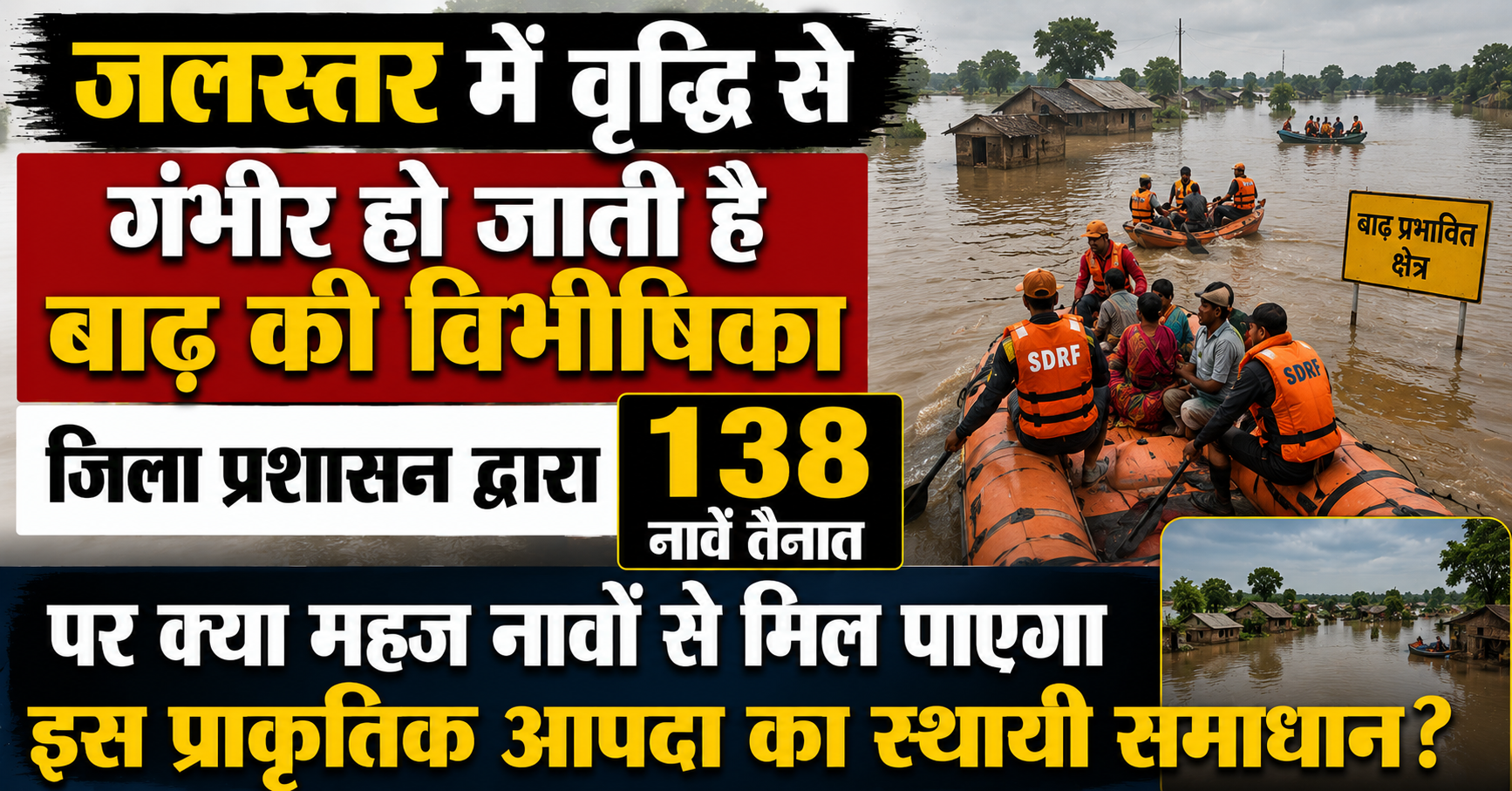 Flood Situation Becomes Critical Upon Rise in Water Level; District Disaster Management Department Arranges 138 Boats, But Is This Not a Permanent Solution?