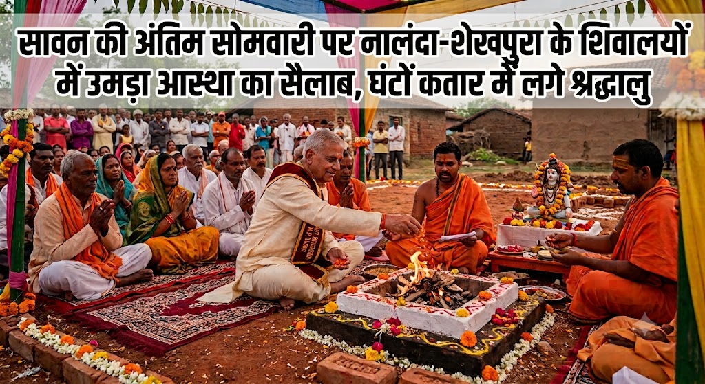 Massive Crowd of Devotees at Shiva Temples in Nalanda and Sheikhpura on Last Monday of Sawan