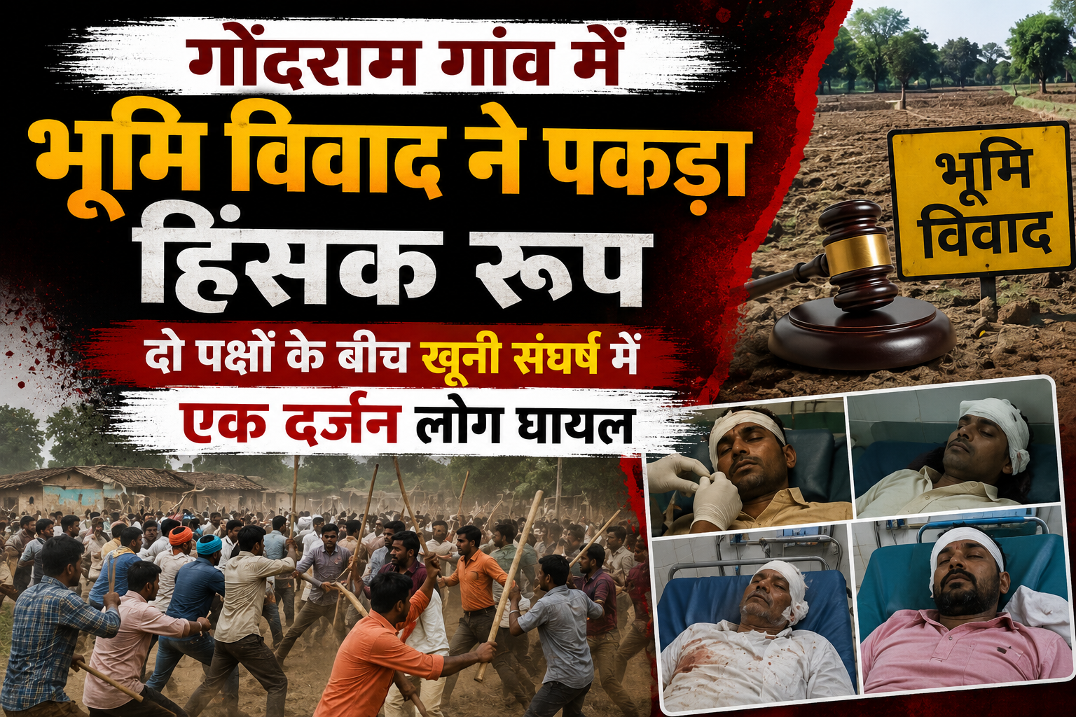 गोंदराम गांव में भूमि विवाद ने पकड़ा हिंसक रूप, दो पक्षों के बीच खूनी संघर्ष में एक दर्जन लोग घायल