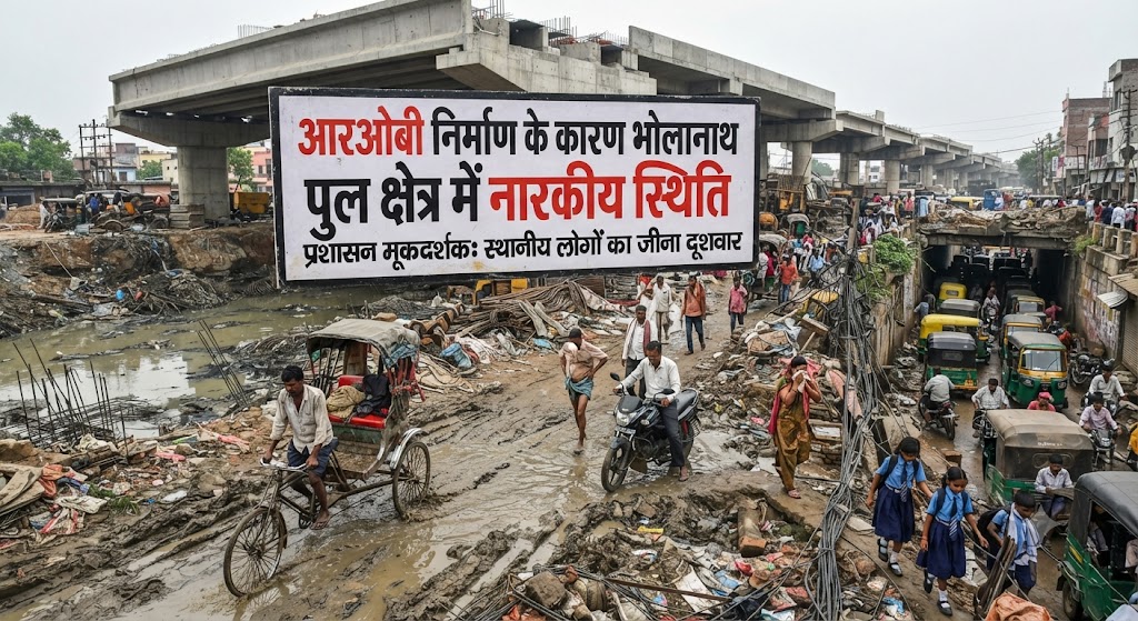 Hellish Situation in Bholanath Pul Area Due to ROB Construction; Moram and Alternate Routes Relied Upon to Deal with Waterlogging, City Residents Struggling with Sluggish Pace