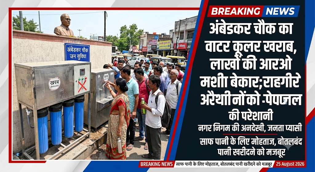 Water Cooler at Ambedkar Chowk in Poor Condition, Expensive RO Refrigerator Lies Unused; Locals and Commuters Face Drinking Water Problems