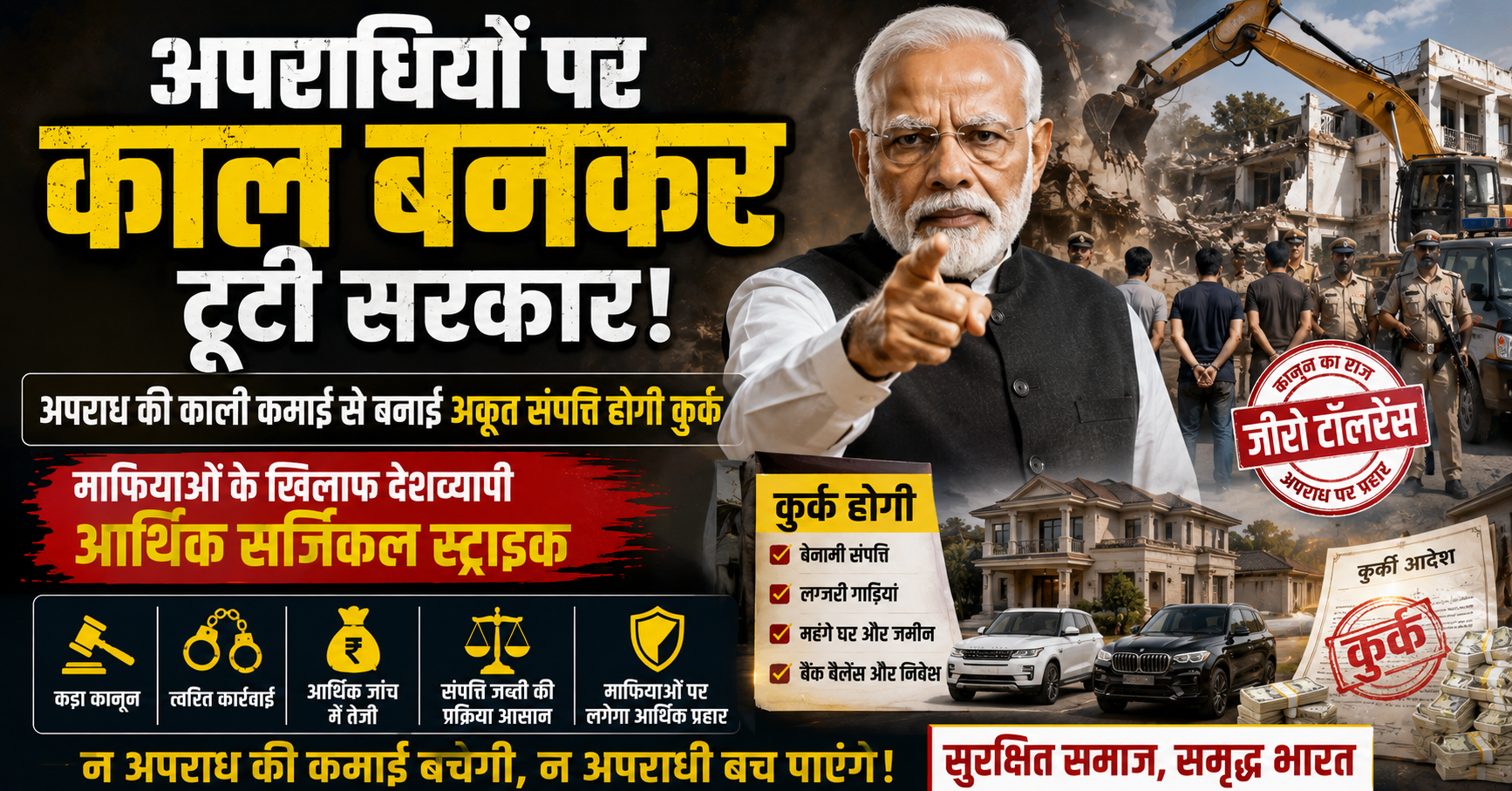 अपराधियों पर काल बनकर टूटी सरकार! अपराध की काली कमाई से बनाई अकूत संपत्ति होगी कुर्क, माफियाओं के खिलाफ देशव्यापी आर्थिक सर्जिकल स्ट्राइक