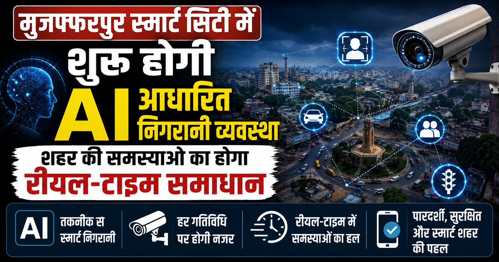 मुजफ्फरपुर स्मार्ट सिटी में शुरू होगी AI आधारित निगरानी व्यवस्था, शहर की समस्याओं का होगा रीयल-टाइम समाधान