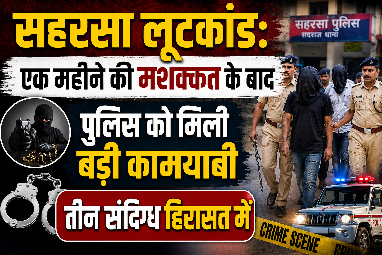 सहरसा लूटकांड: एक महीने की मशक्कत के बाद पुलिस को मिली बड़ी कामयाबी, तीन संदिग्ध हिरासत में