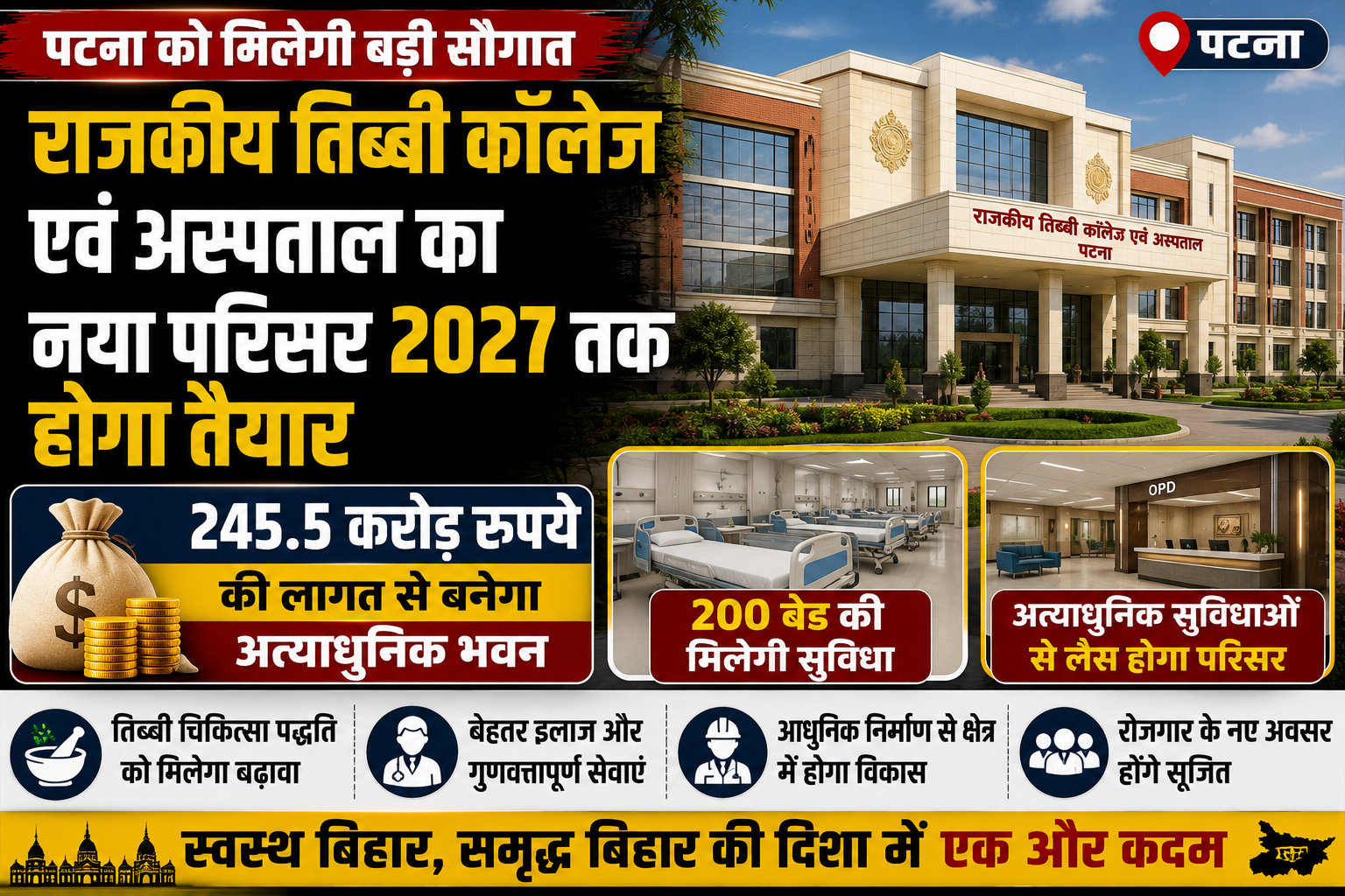 Government Tibbi College and Hospital's New Campus to Be Ready by 2027; ₹245.5 Crore Project to Increase Capacity to 200 Beds