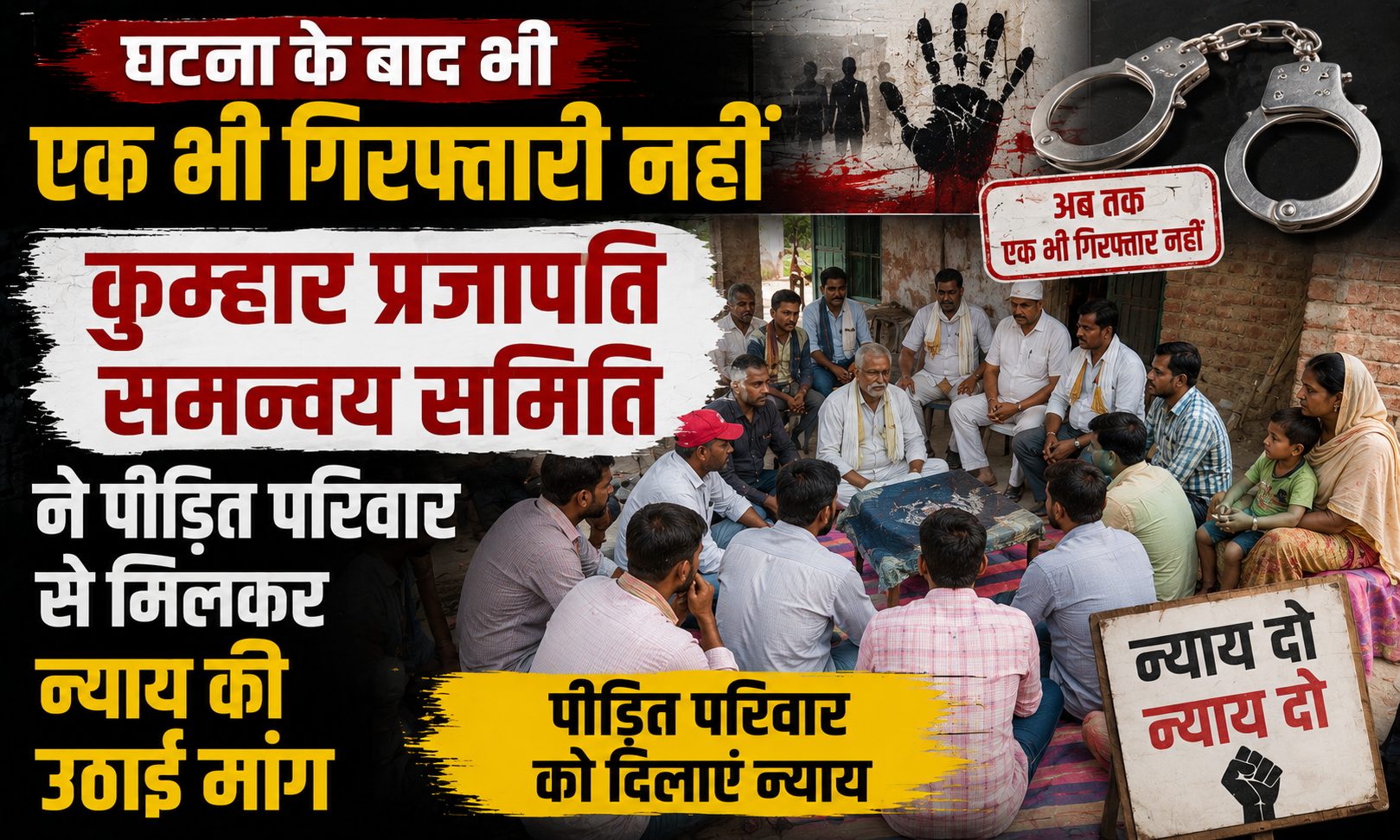 घटना के बाद भी एक भी गिरफ्तारी नहीं, कुम्हार प्रजापति समन्वय समिति ने पीड़ित परिवार से मिलकर न्याय की उठाई मांग