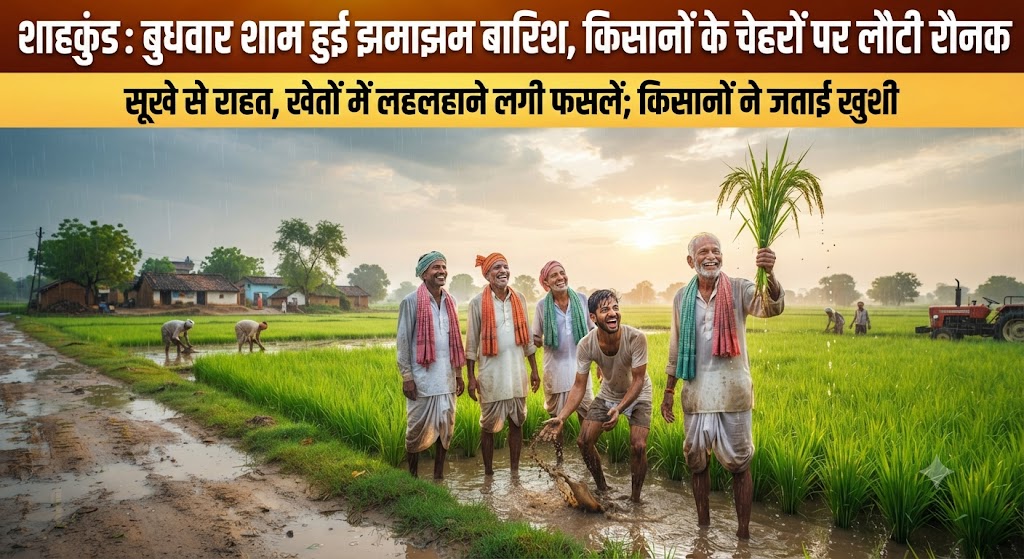 शाहकुंड क्षेत्र में बुधवार शाम हुई झमाझम बारिश से किसानों के चेहरों पर लौटी रौनक; धान की रोपाई के लिए वरदान साबित हुई वर्षा, लंबे समय से सूखे का इंतजार कर रहे अन्नदाताओं ने ली राहत की सांस
