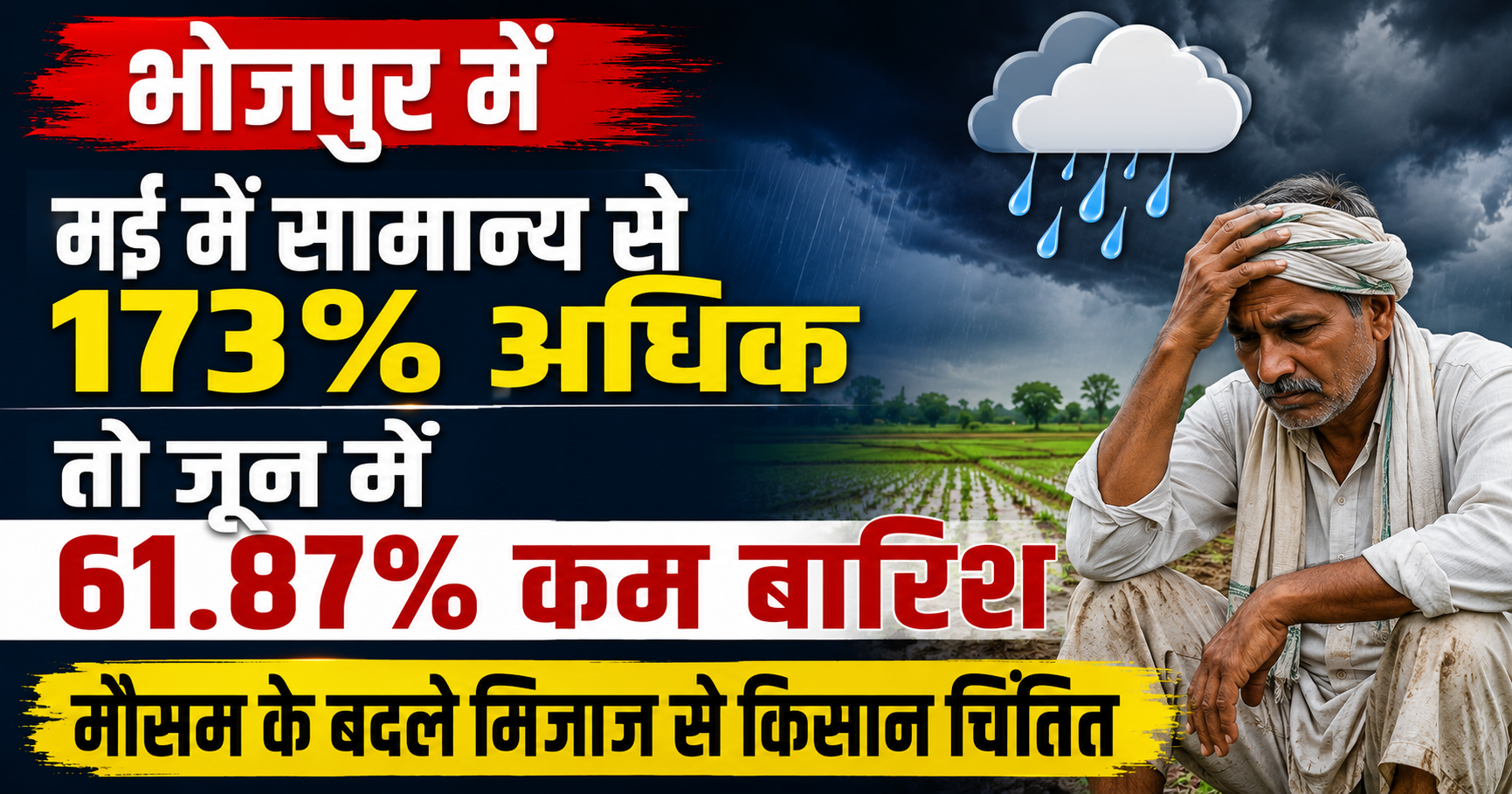 भोजपुर में मई में सामान्य से 173% अधिक तो जून में 61.87% कम बारिश, मौसम के बदले मिजाज से किसान चिंतित