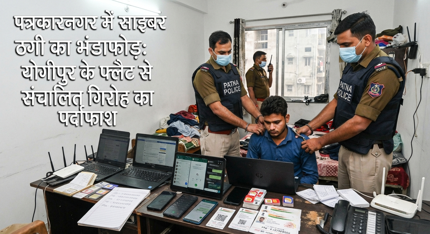पत्रकारनगर में साइबर ठगी का भंडाफोड़: योगीपुर के फ्लैट से संचालित गिरोह का पर्दाफाश