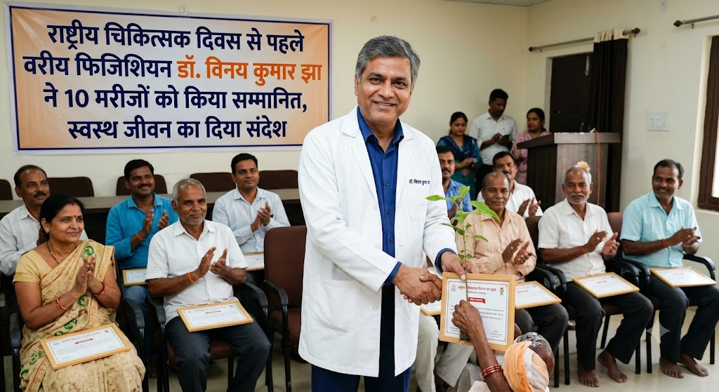 Senior Physician Dr. Vinay Kumar Jha Honors 10 Patients Ahead of National Doctors' Day, Promotes Healthy Living