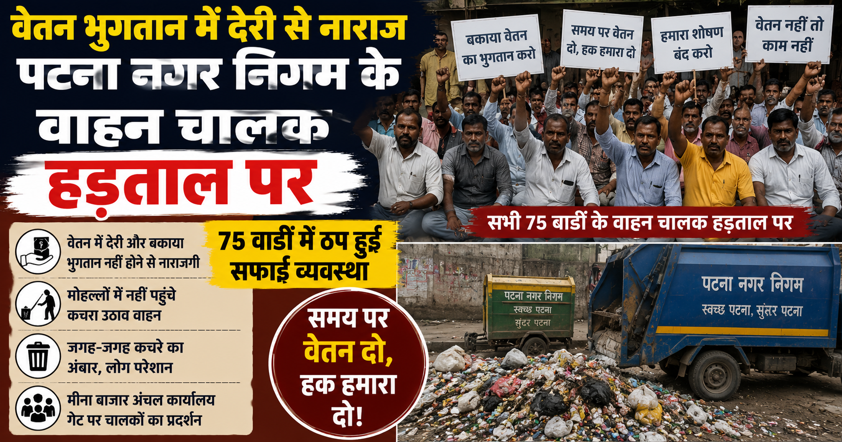 Patna Municipal Corporation Vehicle Drivers Go on Strike Over Delayed Salaries, Sanitation Services Hit Across 75 Wards