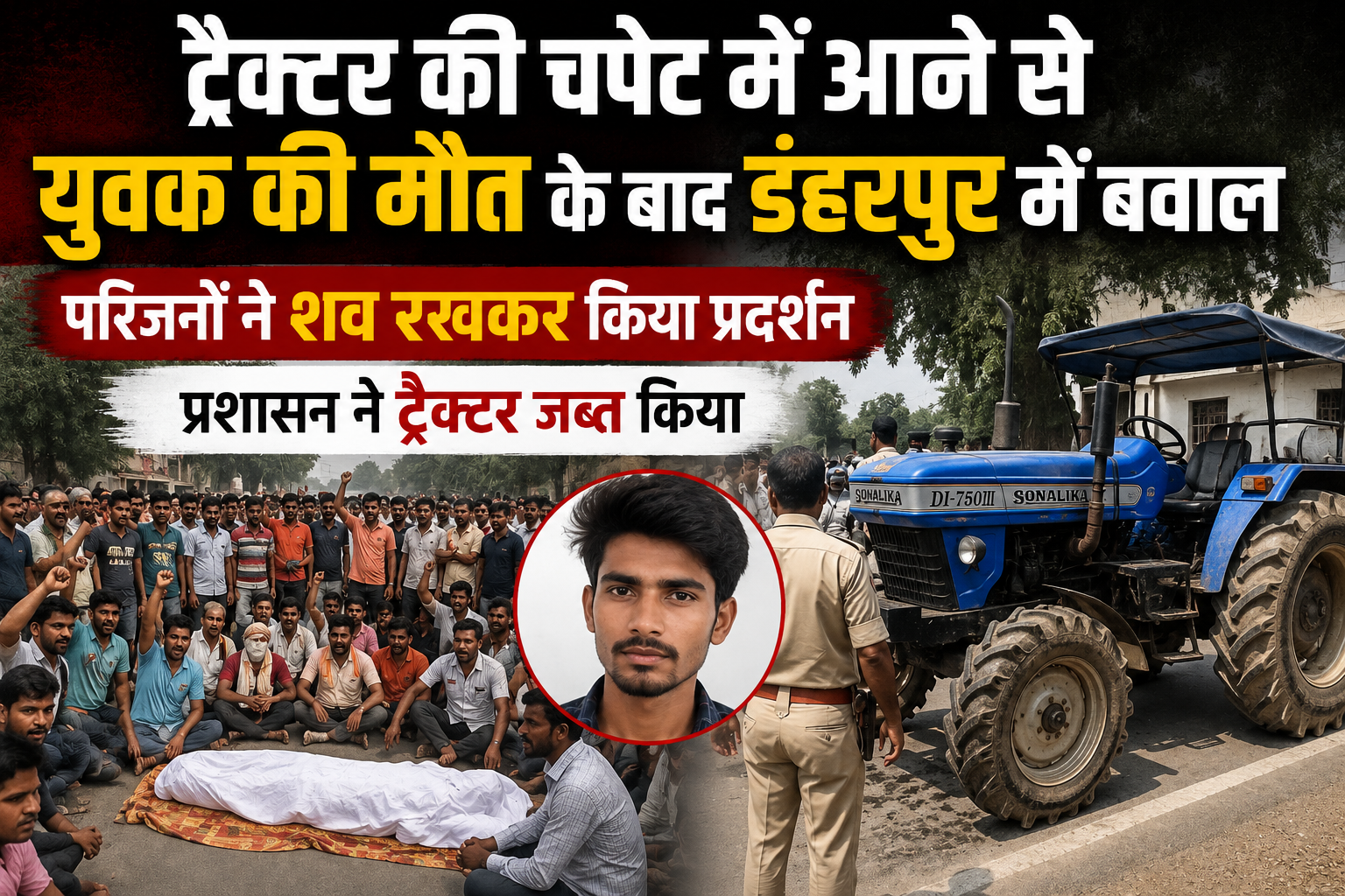 ट्रैक्टर की चपेट में आने से युवक की मौत के बाद डहरपुर में बवाल; परिजनों ने शव रखकर किया प्रदर्शन, प्रशासन ने ट्रैक्टर जब्त किया