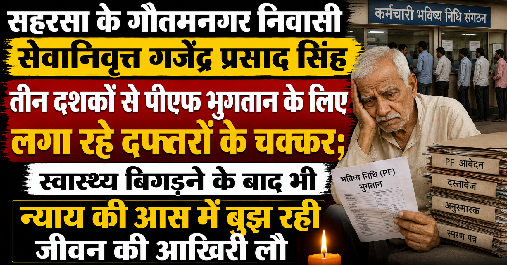 Retired Gajendra Prasad Singh, Resident of Gautamnagar in Saharsa, Running Around Offices for PF Payment for Three Decades; Last Flame of Life Fading Away in Hope of Justice Even After Deteriorating Health