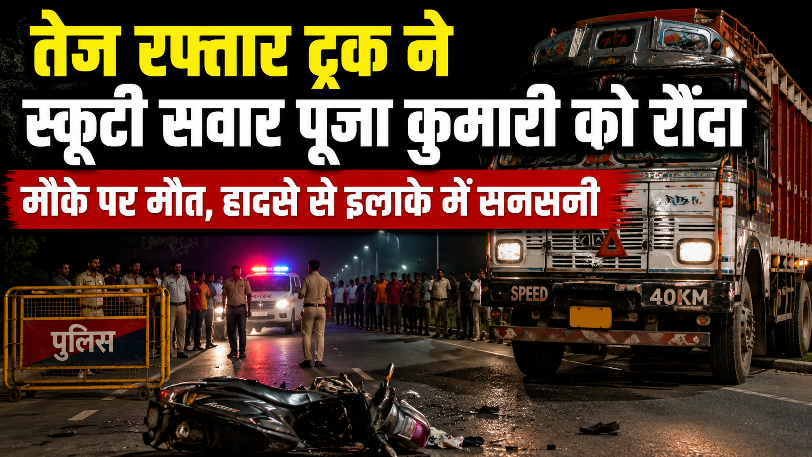 तेज रफ्तार ट्रक ने स्कूटी सवार पूजा कुमारी को रौंदा, मौके पर मौत; शव के बिखरे टुकड़े देखकर दहल गए लोगों के कलेजे