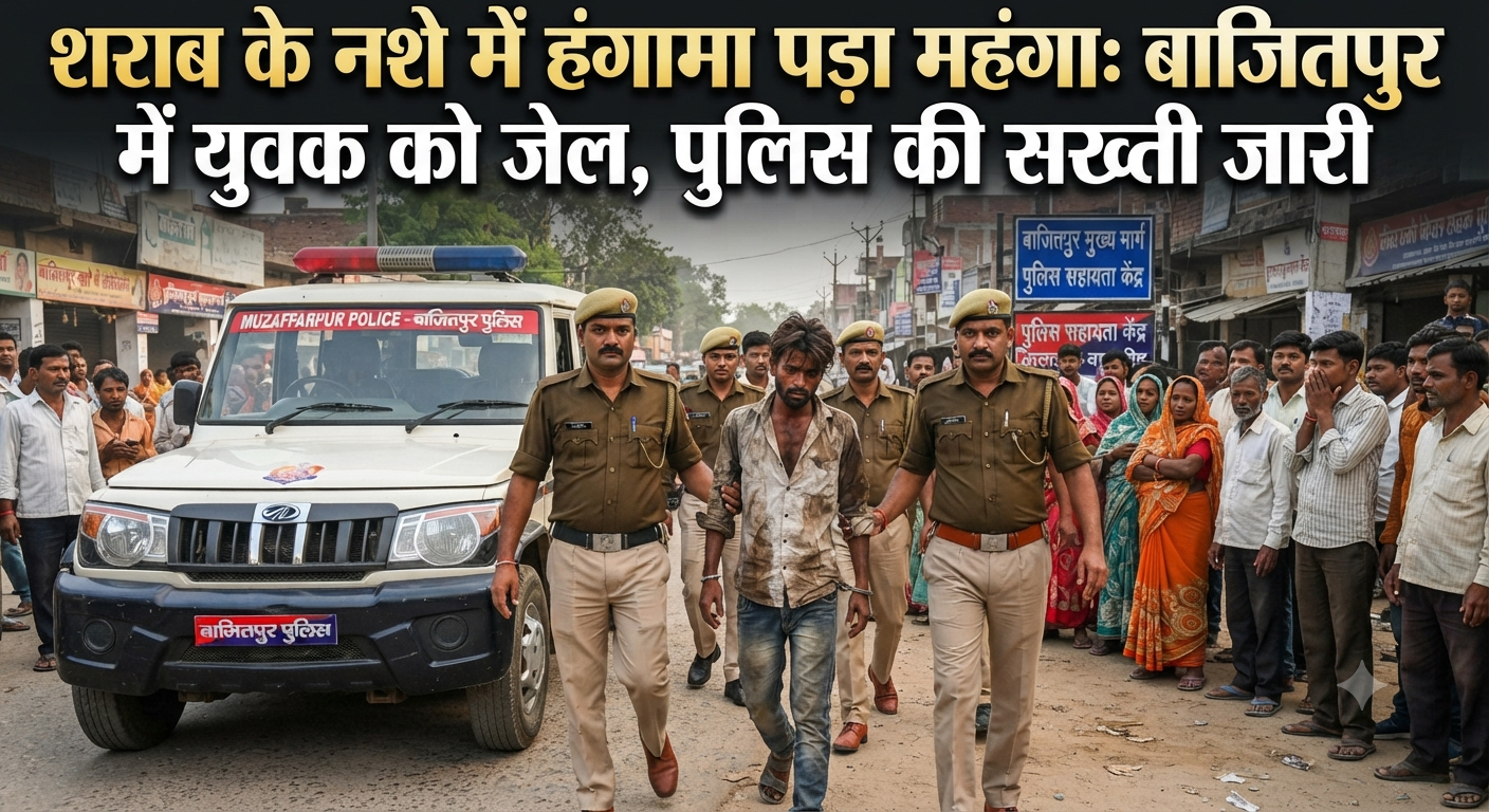 शराब के नशे में हंगामा पड़ा महंगा: बाजितपुर में युवक को जेल, पुलिस की सख्ती जारी