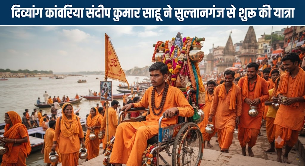 Differently-Abled Kanwariya Sandeep Kumar Sahu Begins Journey to Baba Dham from Sultanganj Devotee from Maharashtra Carries Holy Ganga Water, Prays for Family’s Happiness and Peace and a Good Life Partner